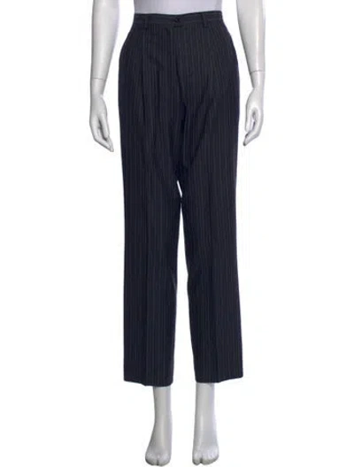 Pre-owned Escada Virgin Wool Straight Leg Pants In Blue