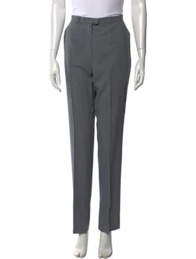 Pre-owned Escada Virgin Wool Straight Leg Pants In Blue