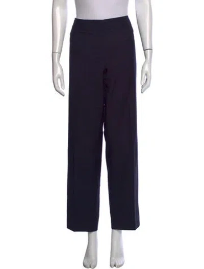 Pre-owned Escada Virgin Wool Straight Leg Pants In Blue