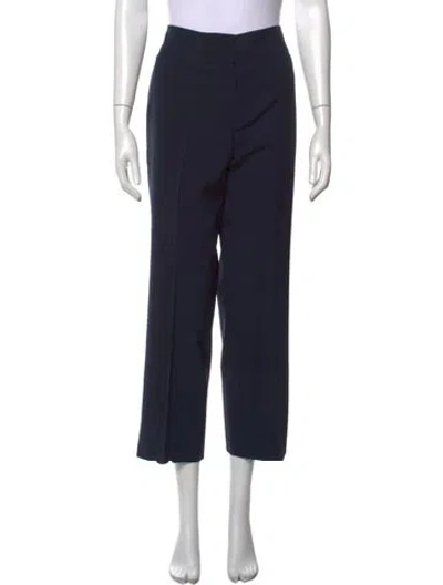 Pre-owned Escada Virgin Wool Straight Leg Pants In Blue