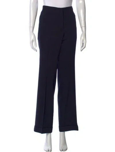 Pre-owned Escada Virgin Wool Straight Leg Pants In Blue