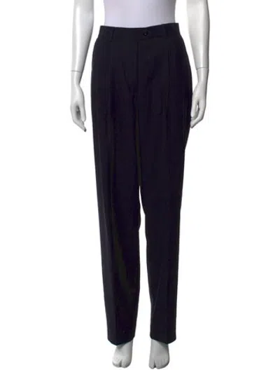 Pre-owned Escada Virgin Wool Straight Leg Pants In Blue