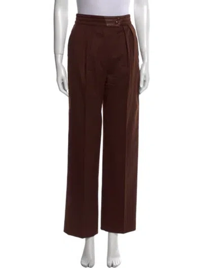 Pre-owned Escada Virgin Wool Straight Leg Pants In Brown