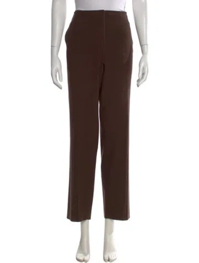 Pre-owned Escada Virgin Wool Straight Leg Pants In Brown