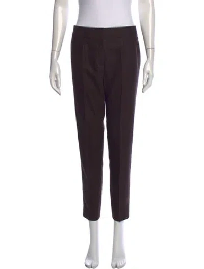 Pre-owned Escada Virgin Wool Straight Leg Pants In Brown