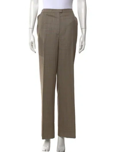Pre-owned Escada Virgin Wool Straight Leg Pants In Brown
