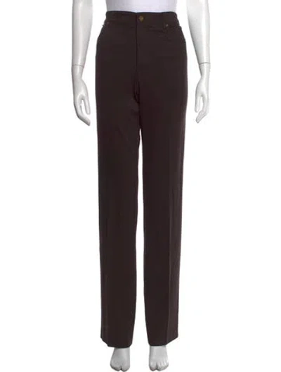 Pre-owned Escada Virgin Wool Straight Leg Pants In Brown