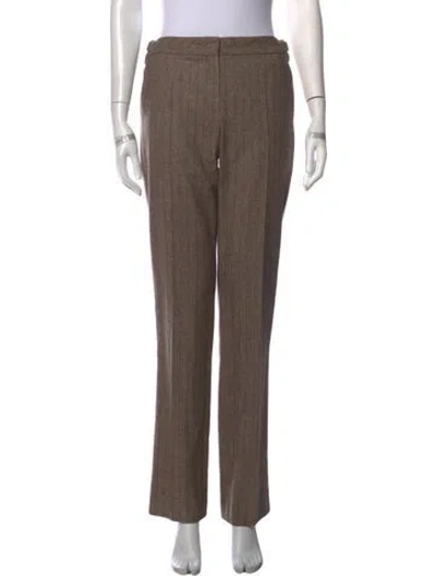 Pre-owned Escada Virgin Wool Straight Leg Pants In Brown