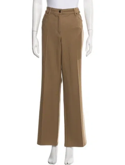 Pre-owned Escada Virgin Wool Straight Leg Pants In Brown