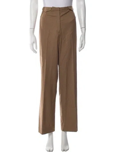 Pre-owned Escada Virgin Wool Straight Leg Pants In Brown