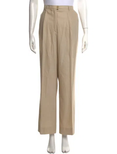 Pre-owned Escada Virgin Wool Straight Leg Pants In Brown/neutrals
