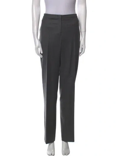 Pre-owned Escada Virgin Wool Straight Leg Pants In Gray
