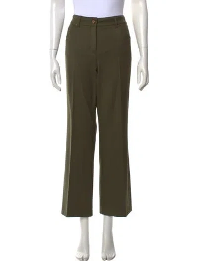 Pre-owned Escada Virgin Wool Straight Leg Pants In Green