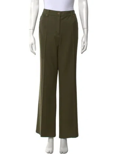 Pre-owned Escada Virgin Wool Straight Leg Pants In Green