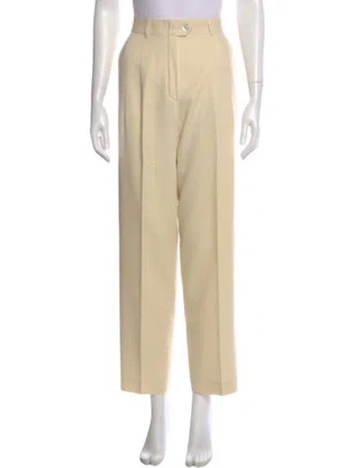 Pre-owned Escada Virgin Wool Straight Leg Pants In Neutral