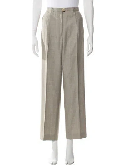 Pre-owned Escada Virgin Wool Straight Leg Pants In Neutral