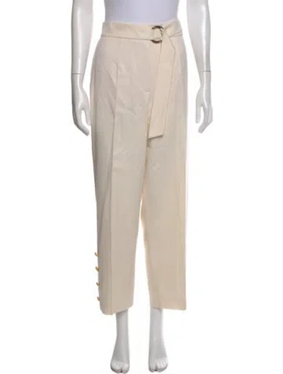 Pre-owned Escada Virgin Wool Straight Leg Pants In Neutral