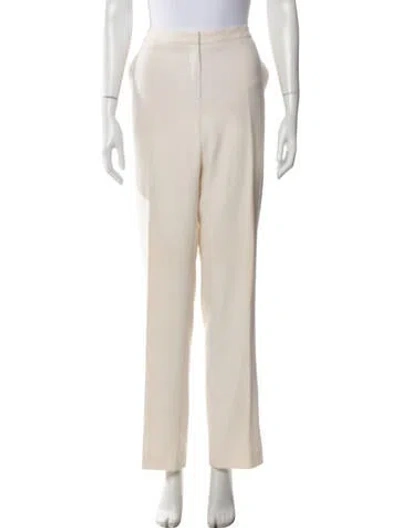 Pre-owned Escada Virgin Wool Straight Leg Pants In Neutrals