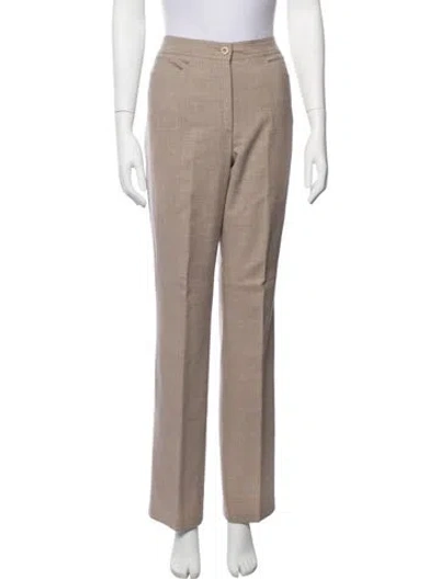 Pre-owned Escada Virgin Wool Straight Leg Pants In Neutrals