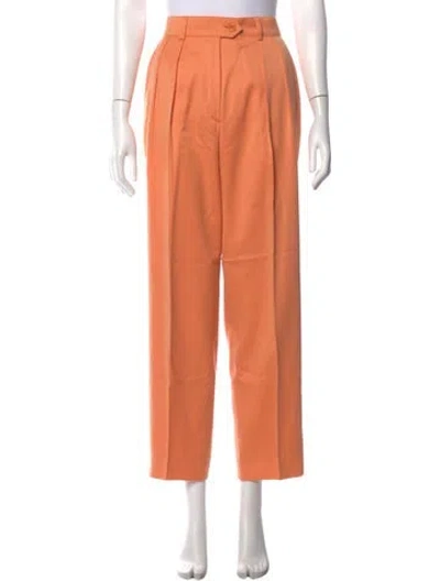 Pre-owned Escada Virgin Wool Straight Leg Pants In Orange