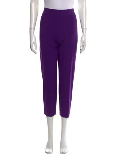 Pre-owned Escada Virgin Wool Straight Leg Pants In Purple