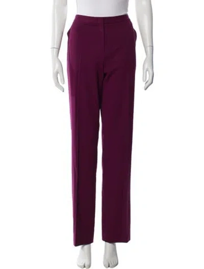 Pre-owned Escada Virgin Wool Straight Leg Pants In Purple