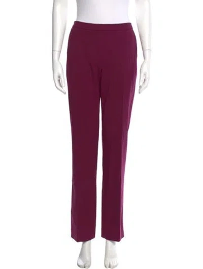 Pre-owned Escada Virgin Wool Straight Leg Pants In Purple