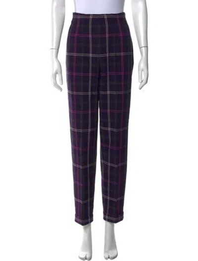 Pre-owned Escada Virgin Wool Straight Leg Pants In Purple