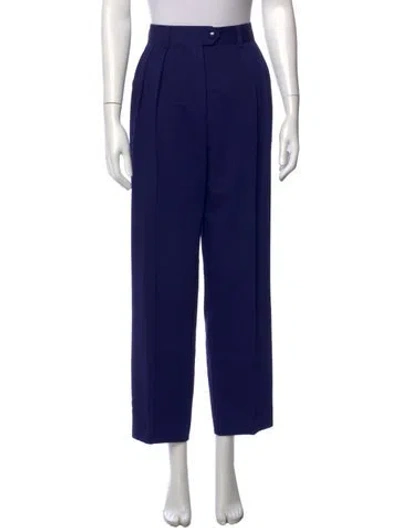 Pre-owned Escada Virgin Wool Straight Leg Pants In Purple