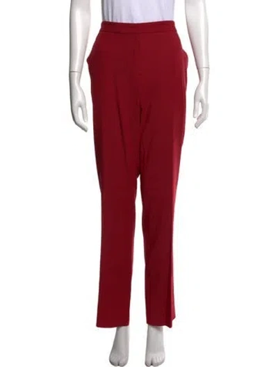 Pre-owned Escada Virgin Wool Straight Leg Pants In Red