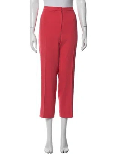 Pre-owned Escada Virgin Wool Straight Leg Pants In Red