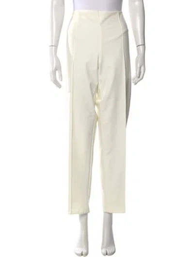 Pre-owned Escada Virgin Wool Straight Leg Pants In White