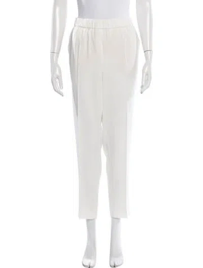 Pre-owned Escada Virgin Wool Straight Leg Pants In White