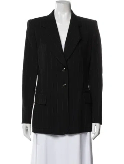 Pre-owned Escada Virgin Wool Striped Blazer In Black