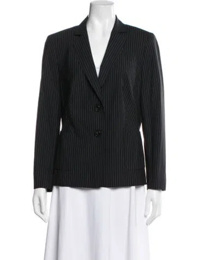 Pre-owned Escada Virgin Wool Striped Blazer In Black