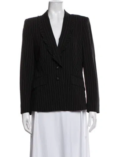 Pre-owned Escada Virgin Wool Striped Blazer In Black