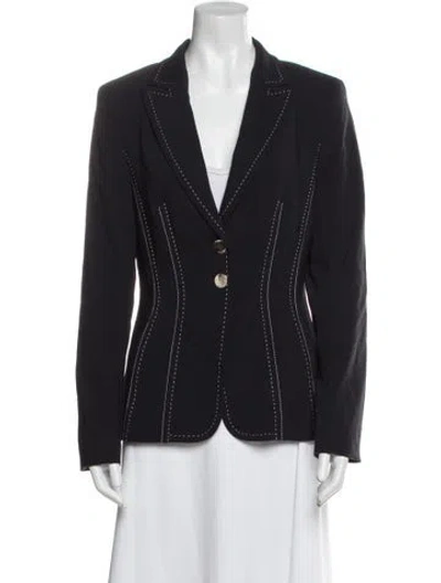 Pre-owned Escada Virgin Wool Striped Blazer In Blue