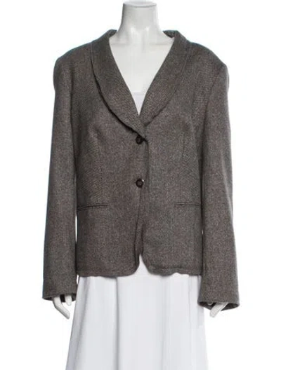 Pre-owned Escada Virgin Wool Striped Blazer W/ Tags In Gray