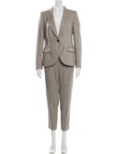 Pre-owned Escada Virgin Wool Striped Pant Set In Neutral