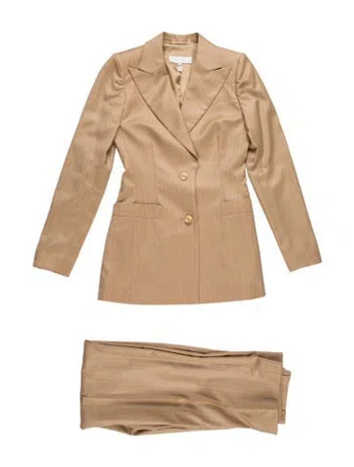 Pre-owned Escada Virgin Wool Striped Pant Set In Neutrals