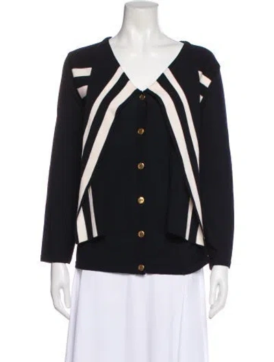 Pre-owned Escada Virgin Wool Striped Sweater In Black