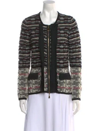 Pre-owned Escada Virgin Wool Striped Sweater In Black