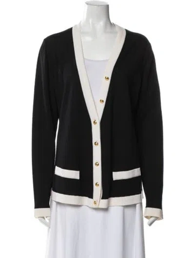 Pre-owned Escada Virgin Wool Striped Sweater In Black