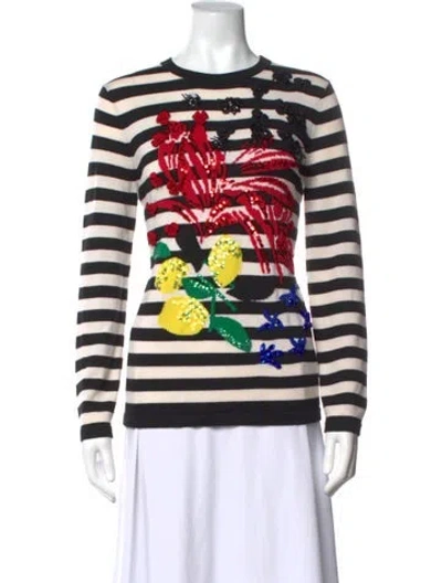 Pre-owned Escada Virgin Wool Striped Sweater In Black