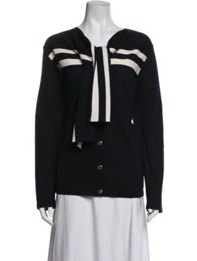 Pre-owned Escada Virgin Wool Striped Sweater In Black