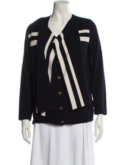 Pre-owned Escada Virgin Wool Striped Sweater In Blue