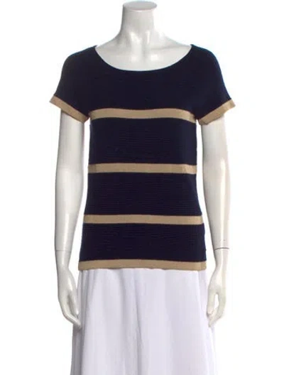 Pre-owned Escada Virgin Wool Striped Sweater In Blue