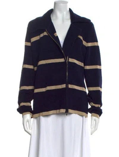 Pre-owned Escada Virgin Wool Striped Sweater In Blue