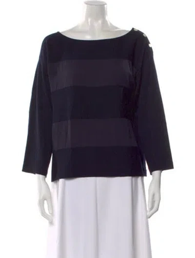 Pre-owned Escada Virgin Wool Striped Sweater In Blue
