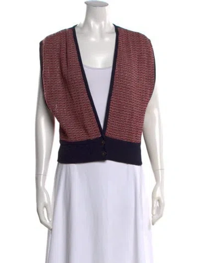 Pre-owned Escada Virgin Wool Striped Sweater In Red